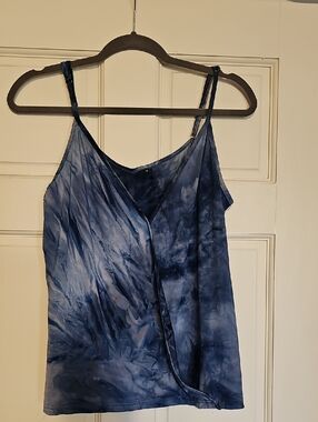 Blue Tie-Dye V-Neck Cami Top